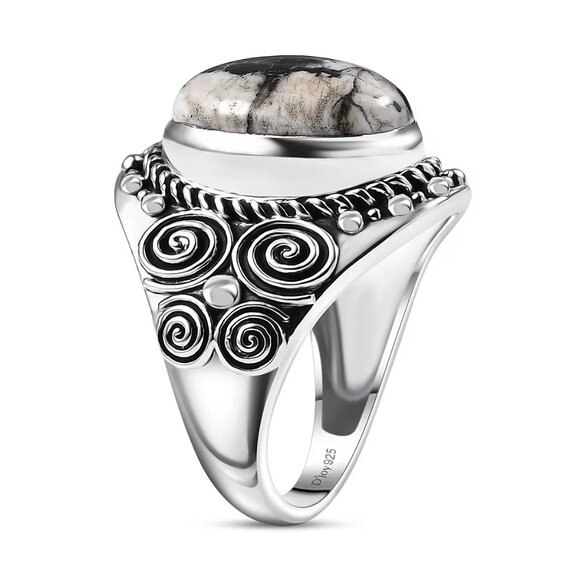 White Buffalo Turquoise Sterling Silver Ring – Size 6 - Picture 5 of 8
